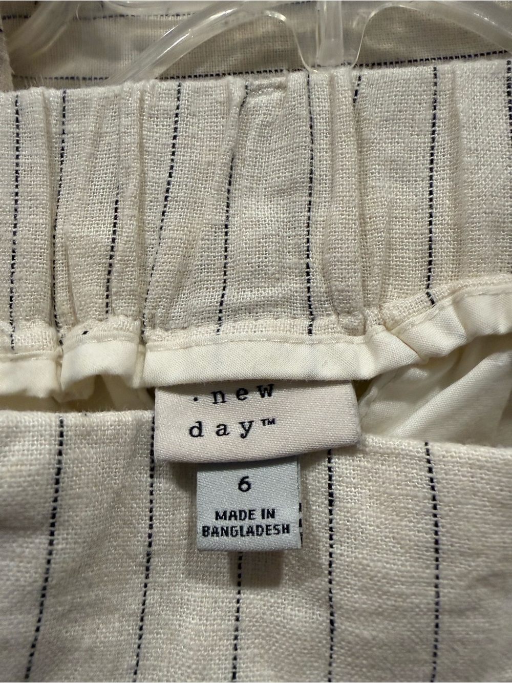 High-Rise Cream Pinstripe Women's Shorts - Picture 2 of 2